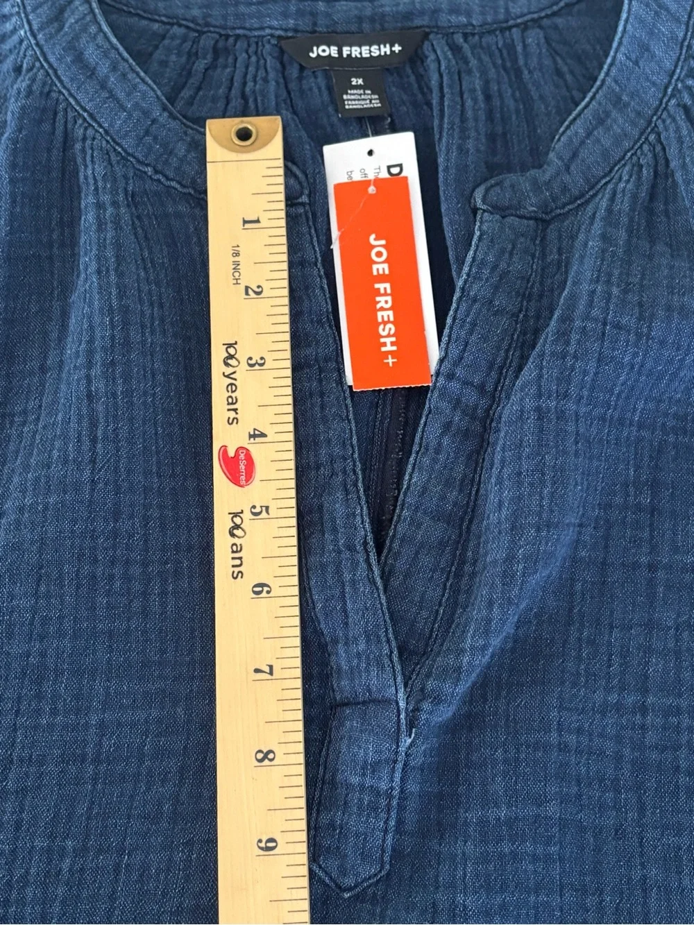 NWT Joe Fresh Women’s Size 2X Dark Blue V-Neck Tank 100% Cotton Casual Top - Picture 16 of 16